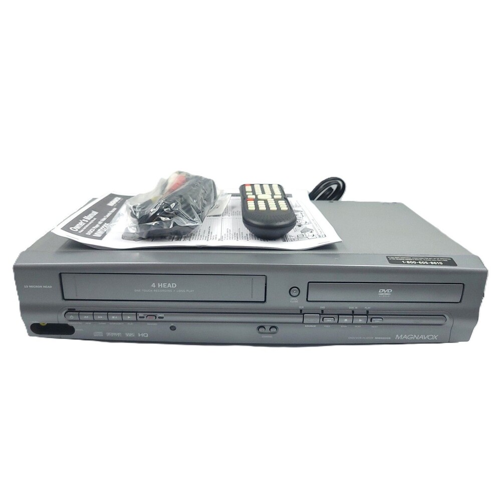 Magnavox MWD2205 RE-NEWED VCR Recorder DVD Player with Remote, Manual, Cables.